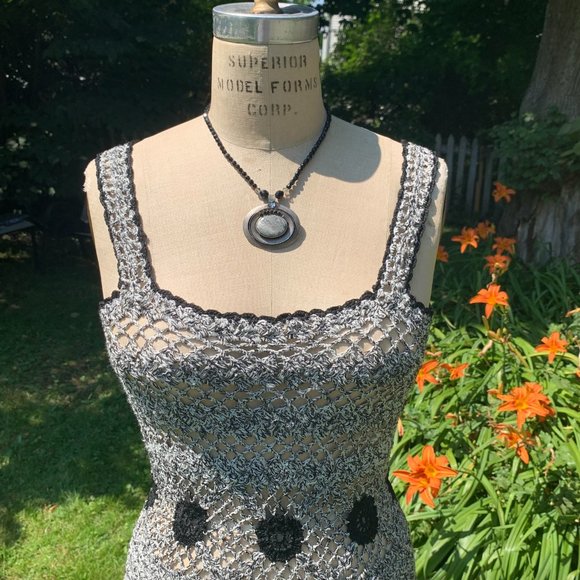 Burnished Pendant on Black Jet Beads Necklace - Picture 2 of 5